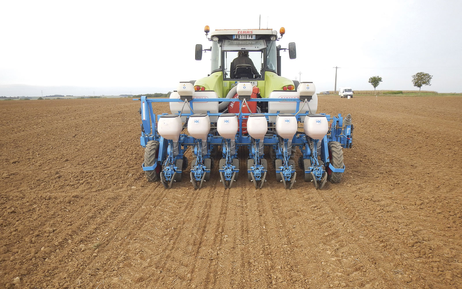 Le semis à 25cm a été réalisé en faisant deux passages consécutifs avec un semoir à 50cm et un guidage RTK parfaitement paramétré. On peut noter un sol refermé en lien avec le recroisement des roues de jauge.
