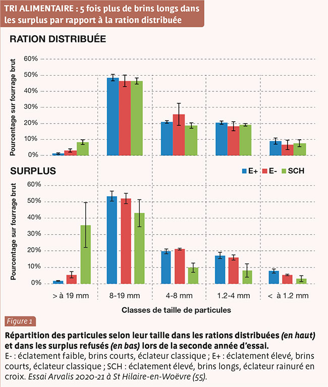 TRI ALIMENTAIRE : 5 fois plus de brins longs dans les surplus par rapport à la ration distribuée