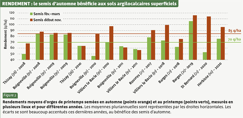 RENDEMENT : le semis d’automne bénéficie aux sols argilocalcaires superficiels