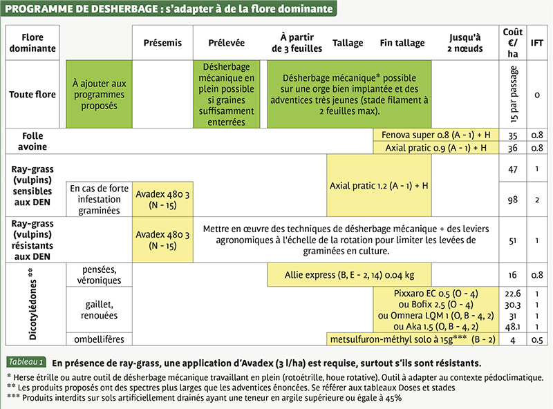 PROGRAMME DE DéSHERBAGE : s’adapter à la flore dominante
