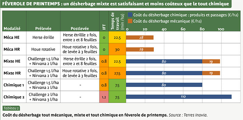 FÉVEROLE DE PRINTEMPS : un désherbage mixte est satisfaisant et moins coûteux que le tout chimique