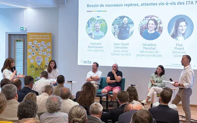 Marianne Sellam, Edouard Barkhausen, Jean-David Chevallier, Géraldine Marichal, Elsa Pivard et Pierre Compère lors de la table ronde à l’occasion des 70 ans de l’ACTA.