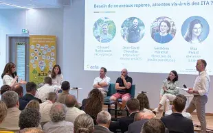 Marianne Sellam, Edouard Barkhausen, Jean-David Chevallier, Géraldine Marichal, Elsa Pivard et Pierre Compère lors de la table ronde à l’occasion des 70 ans de l’ACTA.