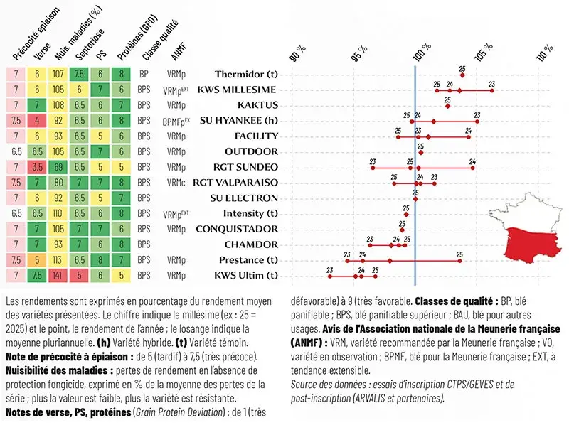 Rendements en conditions traitées observés en zone Sud